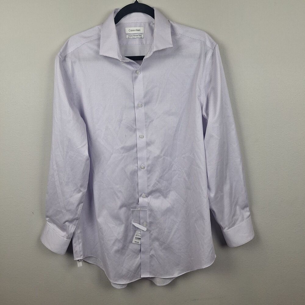 NWT Calvin Klein Slim Fit Stretch Infinite Wrinkle Free Purple 16 1/2 34/35